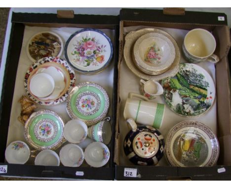 A mixed collection of ceramic items to include : Floral decorated part tea set, similar Coal port items etc(2 trays)