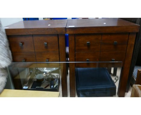 A pair of Outlook International branded dark wood cabinets: Cabinets with light surface marks noted. (2)