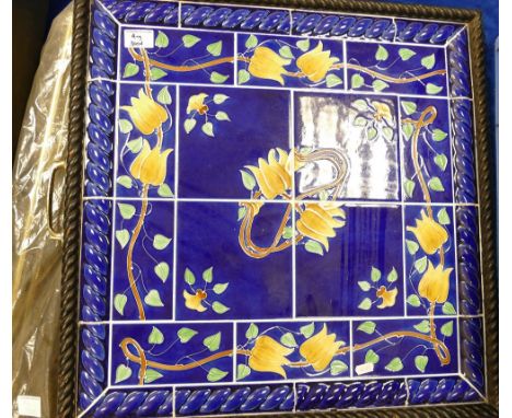 Art Nouveau style fire screen &amp; similar brass item. (2) :