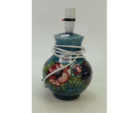 Moorcroft Anemone on light Blue Ground  lamp base: height to fitting 22cm