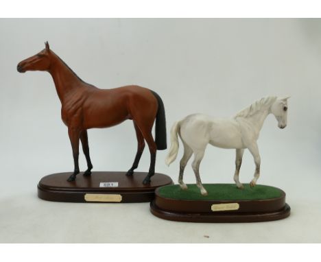 Royal Doulton connoisseur model of Red Rum: together with similar Desert Orchid both on wooden bases(2)