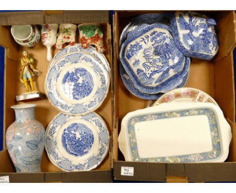 A mixed collection of items to include: Adams Blue / White decorated tureens, hunting theme similar items, decorative and com