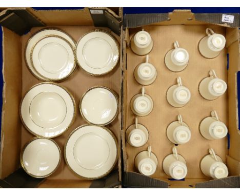 Minton St James patterned tea and dinner ware to include: Cups, saucers, side plates etc. (2 trays)