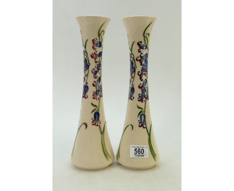 Pair Moorcroft Blue Harmony vases: both on cream ground(2)