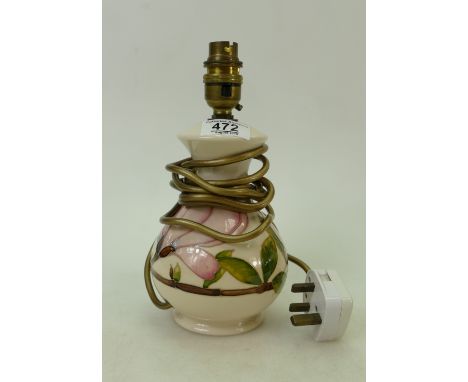 Moorcroft Pink Magnolia lamp base: on cream ground, height to fitting 22cm