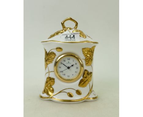 Minton gilded mantle clock: Minton mantle clock gilded Victoria Strawberry design, height 18cm.
