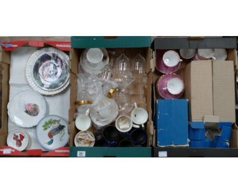 Mixed Collection: Includes Commemorative plates, cups etc, together with cut &amp; pressed glassware and Crown Staffordshire 