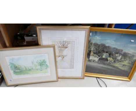 A series of prints to include: Crockham Hill by Rowland Hilder and New College Oxford by Sir Hugh Cussons etc. (3)