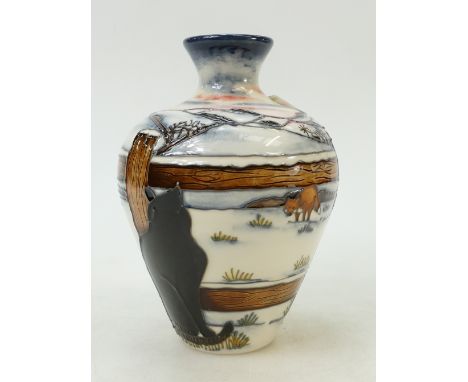 Moorcroft Who Goes There Vase: Designed by Anji Davenport, numbered edition 447. Height 17.5cm, 1st in quality