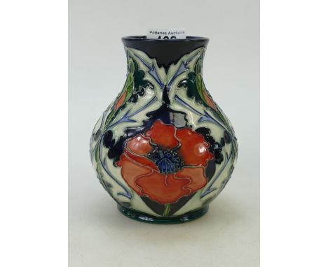 Moorcroft Poppy by Rachel Bishop : height 16cm( silver line seconds)