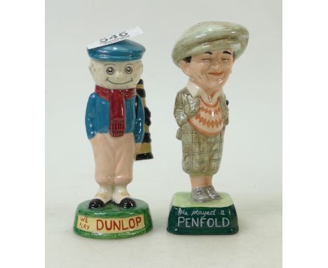Royal Doulton character figures Golfer and Caddie: Penfold golfer MCL1 &amp; Dunlop caddie MCL2 (2)