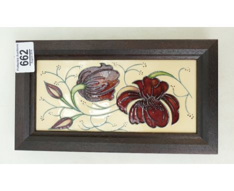 Moorcroft Chocolate Cosmos Plaque: Designed by Rachel Bishop. Plaque shape PLQ5, 1st in quality