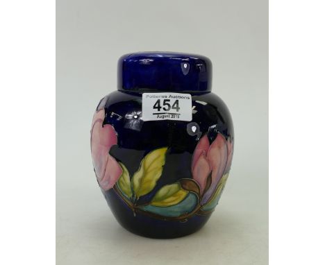Moorcroft Pink Magnolia on Blue Ginger Jar: height to fitting 16cm