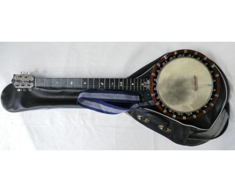 5 string banjo: Windsor style banjo by George Matthews, 5 string model, 3 strings missing.