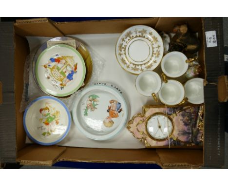 A mixed collection of items including : Shelley Baby plate, similar Midwinter items, bradford exchange limited edition clock 