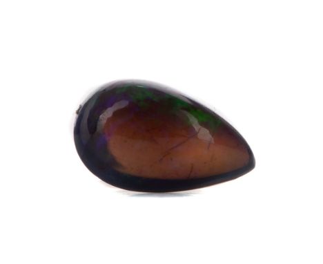 **UNMOUNTED BLACK OPAL, pear cabochon, weighing 1.20 carats