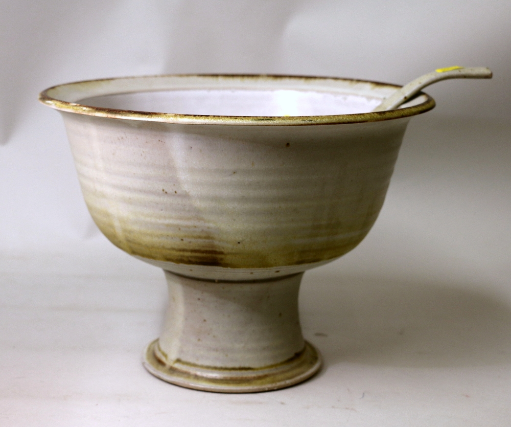 20th century studio pottery punch bowl & ladle by David Heminsley