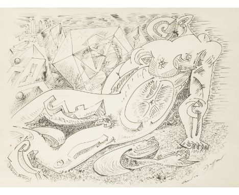 ANDRE MASSON1896 Balagny-sur-Thérain - 1987 Paris'OHNE TITEL' Lithographie auf Papier. SM 51 x 67,5 cm (R. 66,5 x 82 x 2,5 cm