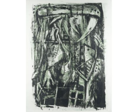 MARKUS LÜPERTZ1941 Reichenberg - lebt und arbeitet in Düsseldorf'GRÜNES HAUS' (1982) Farblithografie auf Velin. DM 97 x 80 cm
