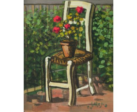 OTTORINO GAROSIO1904 Vestone - 1980 BresciaBLUMENSTILLLEBEN Öl auf Platte. 30 x 24 cm (R. 53,5 x 48,5 cm). Unten rechts signi