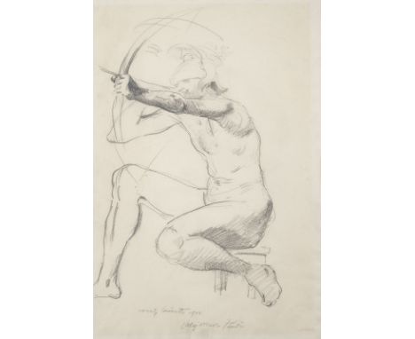 LOVIS CORINTH1858 Tapiau/Ostpreussen - 1925 ZandvoortKRIEGER MIT PFEIL UND BOGEN (1914) Bleistift auf Paper, auf leichtem Kar