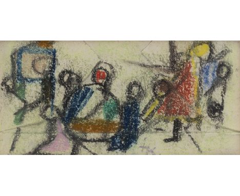 IDA KERKOVIUS1879 Riga - 1970 Stuttgart'KINDERGRUPPE' Pastell auf Papier. SM 10 x 18 cm (R. 31 x 36,5 cm). Unten mittig monog