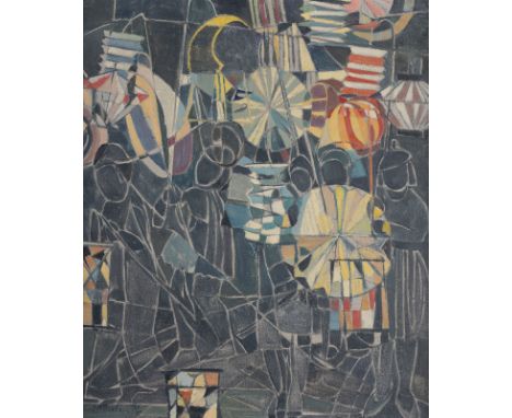 WILHELM THELEN1917 Oberhausen - 1985 Düsseldorf'MARTINSLAMPEN' Öl auf Leinwand. 60 x 50 cm (R. 71 x 61 x 2,5 cm). Unten links