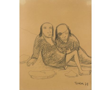 JOZE TISNIKAR1928 - 1998BETTLERPAAR. 1978 Bleistiftzeichnung. 47 x 39,5 cm (R. 53 x 45 cm). Signiert und datiert. Etikett 'Ch