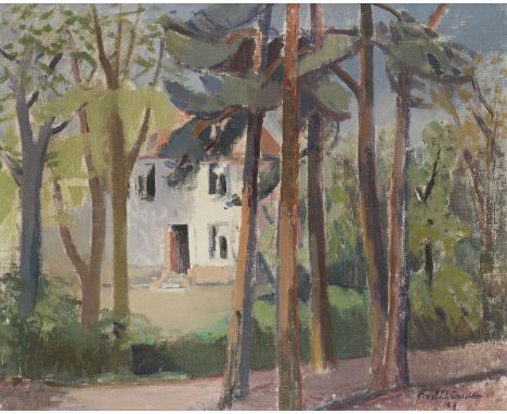 ERNST SCHUMACHER1905 Mönchengladbach - 1963 BerlinHÄUSERECKE (1948) Öl auf Leinwand. 60 x 73 cm (R. 68 x 81 cm). Unten rechts