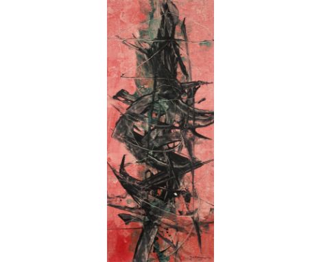 JO BRENNEIS1910 Aschaffenburg - 1994 Hochheim am Main'MALEREI 65/31' (1965) Mischtechnik auf Leinwand. 71 x 30 cm (R. 72,5 x 