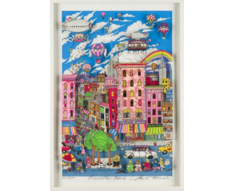 CHARLES FAZZINO1955 New York -  lebt und arbeitet ebenda'MANHATTAN MANIA' 3-D-Farbserigrafie auf Papier. DM 32,5 x 21,5 cm (R
