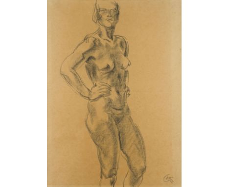 GEORG KOLBE1877 Waldheim - 1947 BerlinWEIBLICHER AKT Kohle auf Papier. SM  47 x 39,5 cm (R. 70 x 55 cm). Monogrammiert unten 
