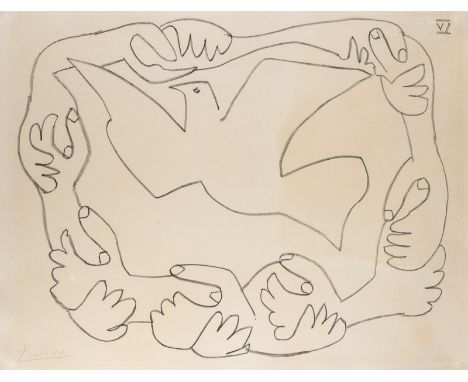 PABLO PICASSO1881 Málaga - 1973 Mougins'LE MAINS LIEES VI' (1952) Lithografie auf Arches. DM 46 x 60 cm, BM 50,3 x 66 cm (R. 