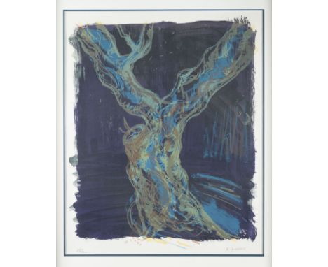 BERND ZIMMER1948 Planegg b. München'BAUM' Farblithografie. SM 62 x 50 cm (R. 82 x 62,5 cm). Unten rechts mit Bleistift signie