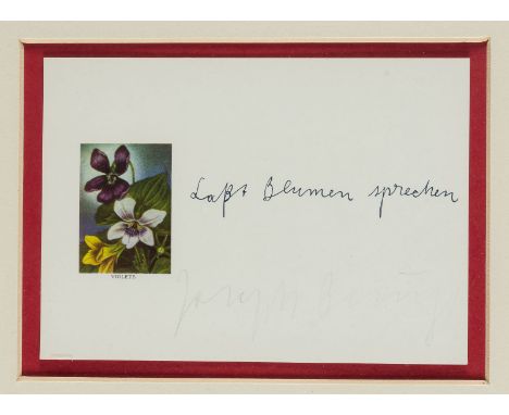 JOSEPH BEUYS1921 Krefeld - 1986 DüsseldorfLAßT BLUMEN SPRECHEN Multiple. 10 x 15 cm (R. 25 x 34,5 cm). Mit Bleistift signiert