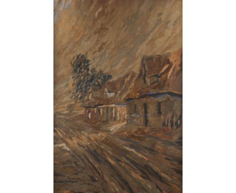 GUSTAV LÜTTGENS1898 Berlin - ?'DORFSTRASSE' (1923) Mischtechnik auf Papier. SM 75 x 52 cm (R. 88 x 65 x 4,5 cm). Unten links 