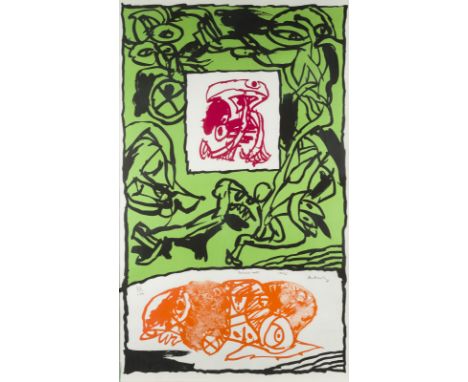 PIERRE ALECHINSKY1927 Schaarbeeck, Belgien'PREMIERE ACTE' (1976) Farblithografie auf Velin. 100 x 62 cm (R. 107 x 63,5 cm). U