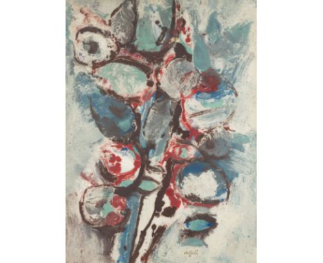 HANS HERMANN STEFFENS1911 Altona - 2004 Gordes, FrankreichABSTRAKTE KOMPOSITION (1961) Öl auf Platte. 55,5 x 40 cm (R. 58,5 x