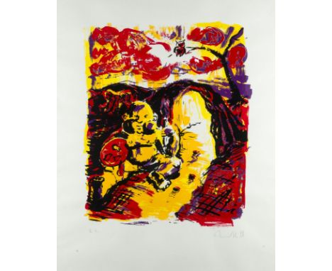 JÖRG IMMENDORFF1945 Bleckede - 2007 Düsseldorf'WÄCHTER' (1998) Farbserigrafie auf Papier. DM 68 x 55 cm (R. 112 x 84 x 3 cm).