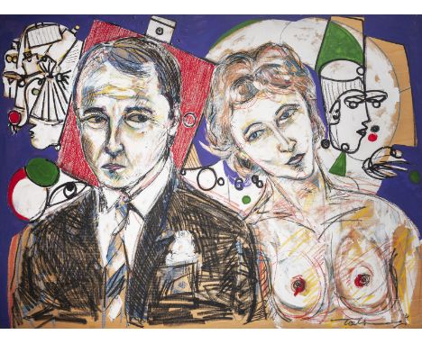 MARKUS TOLLMANN1963 GelsenkirchenOHNE TITEL (1990) Mischtechnik auf Platte. 120 x 160 cm (R. 124 x 165 cm). Unten rechts sign