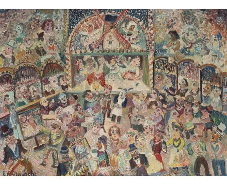 ERNEST VAN DEN DRIESSCHE1894 Oudenaarde, Belgien - 1985 Eine, Belgien'MOULIN ROUGE' (1962) Öl auf Platte. 53 x 69 cm (R. 58 x