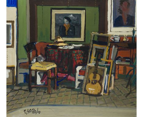 OTTORINO GAROSIO1904 Vestone - 1980 Brescia'MEIN ATELIER' (MIO STUDIO) (1972) Öl auf Platte. 65 x 60 cm (R. 85 x 91 cm). Unte