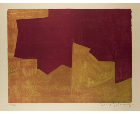 SERGE POLIAKOFF1900 Moskau - 1969 Paris'COMPOSITION LIE-DE-VIN ET ORANGE' (1963) Farblithografie auf Velin. DM 47 x 61 cm, SM