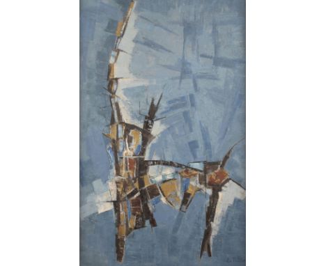 FRANK LUDWIG SCHÄFER('EL PUNTO')1909 Mainz - 1972 Sant Antoni de Portmany, Spanien'DESEQUILIBRIO SOBRE AZUL' Mischtechnik auf