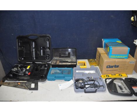A SELECTION OF TOOLS to include a DP tools model No 2207 combi cut rotary cutting tool in case with accessories and attachmen