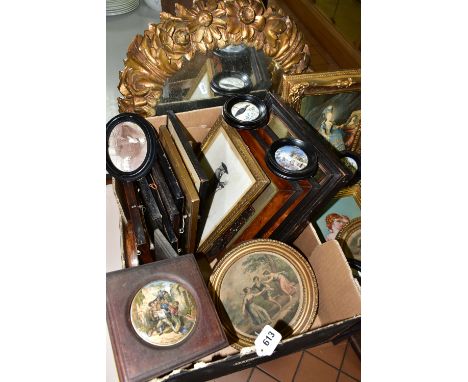 PAINTINGS, PRINTS AND MIRRORS ETC, to include an overpainted print after John James Hill, approximate size 20cm x 17cm, late 