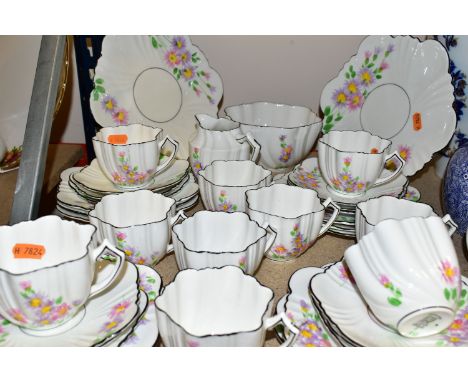 A THIRTY EIGHT PIECE THOMAS FORESTER &amp; SONS (LTD) PHOENIX CHINA 1930s PART TEA SET, hand painted with pale pink and lilac