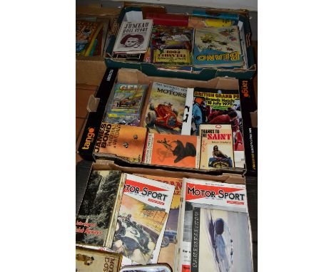 BOOKS &amp; EPHEMERA, four boxes containing a miscellaneous collection of children's annuals, comic graphic titles (Andy Capp