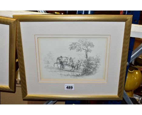 TWO EARLY 19TH CENTURY PENCIL SKETCHES, comprising a sketch depicting Ottoman and European military figures astride horseback