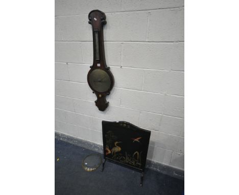 A VICTORIAN ROSEWOOD WHEEL BAROMETER, signed C G &amp; Co Bregazzi of Nottingham (condition:-loose domed glass) and an orient